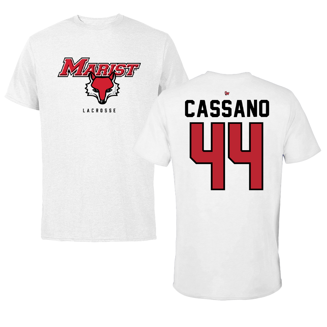 Marist University Lacrosse White Performance Tee - #44 Michael Cassano