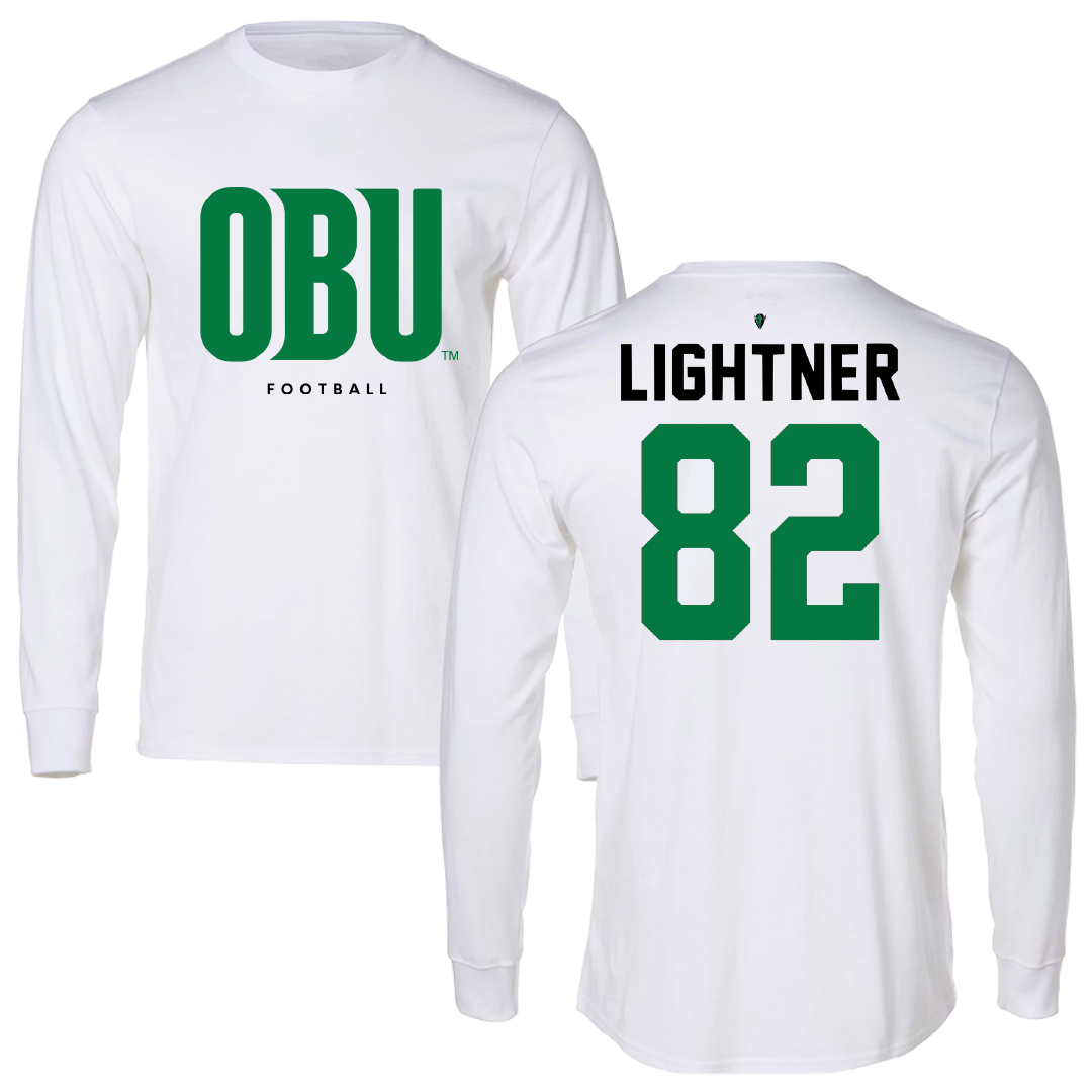 Oklahoma Baptist University Football White Performance Long Sleeve - #82 Braden Lightner