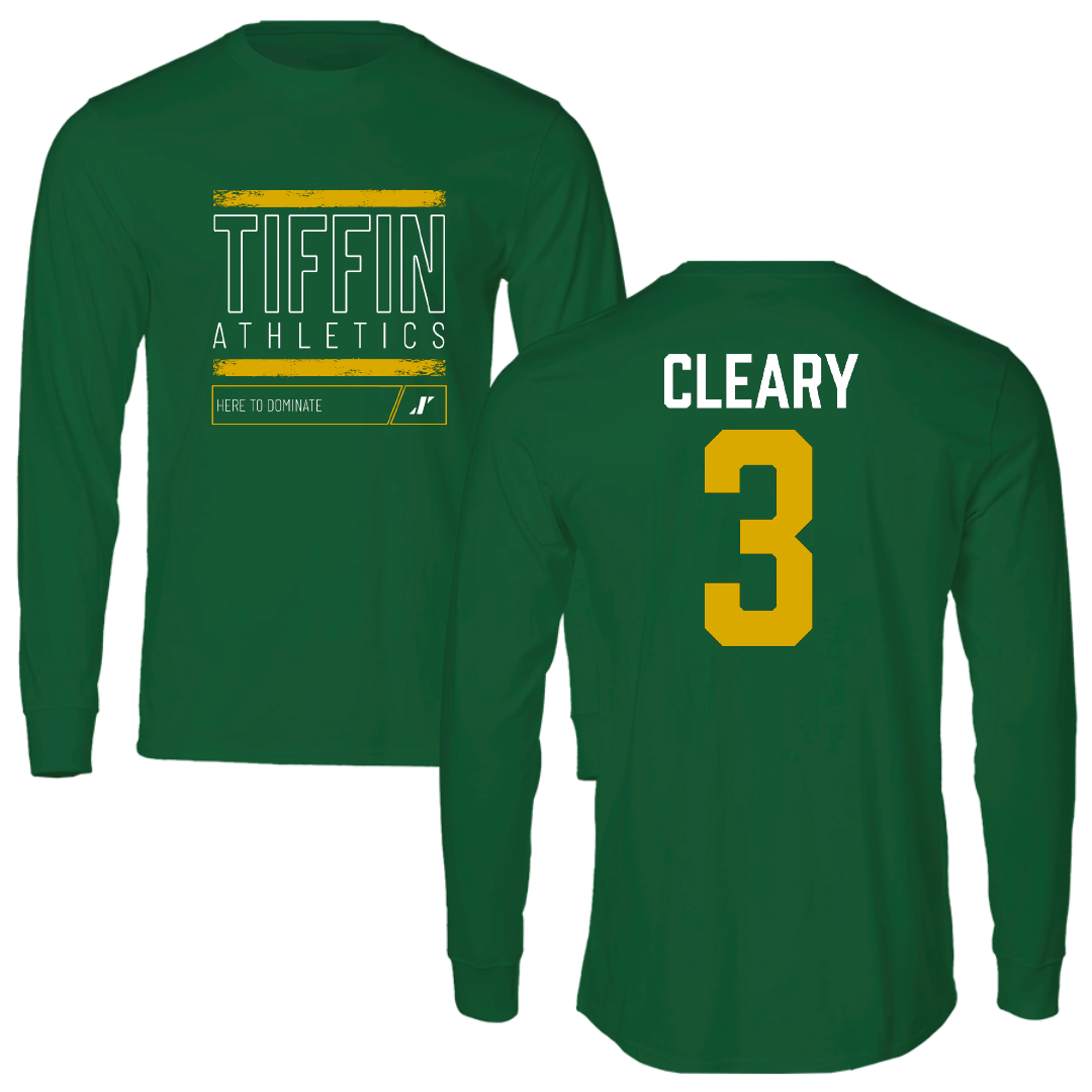 Tiffin University Lacrosse Green Dominate Performance Long Sleeve - #3 Trinity Cleary