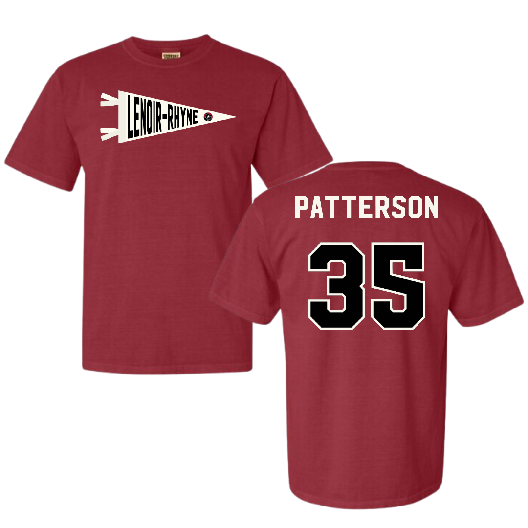 Lenoir-Rhyne University Baseball Crimson Pennant Comfort Colors Tee - #35 Tanner Patterson