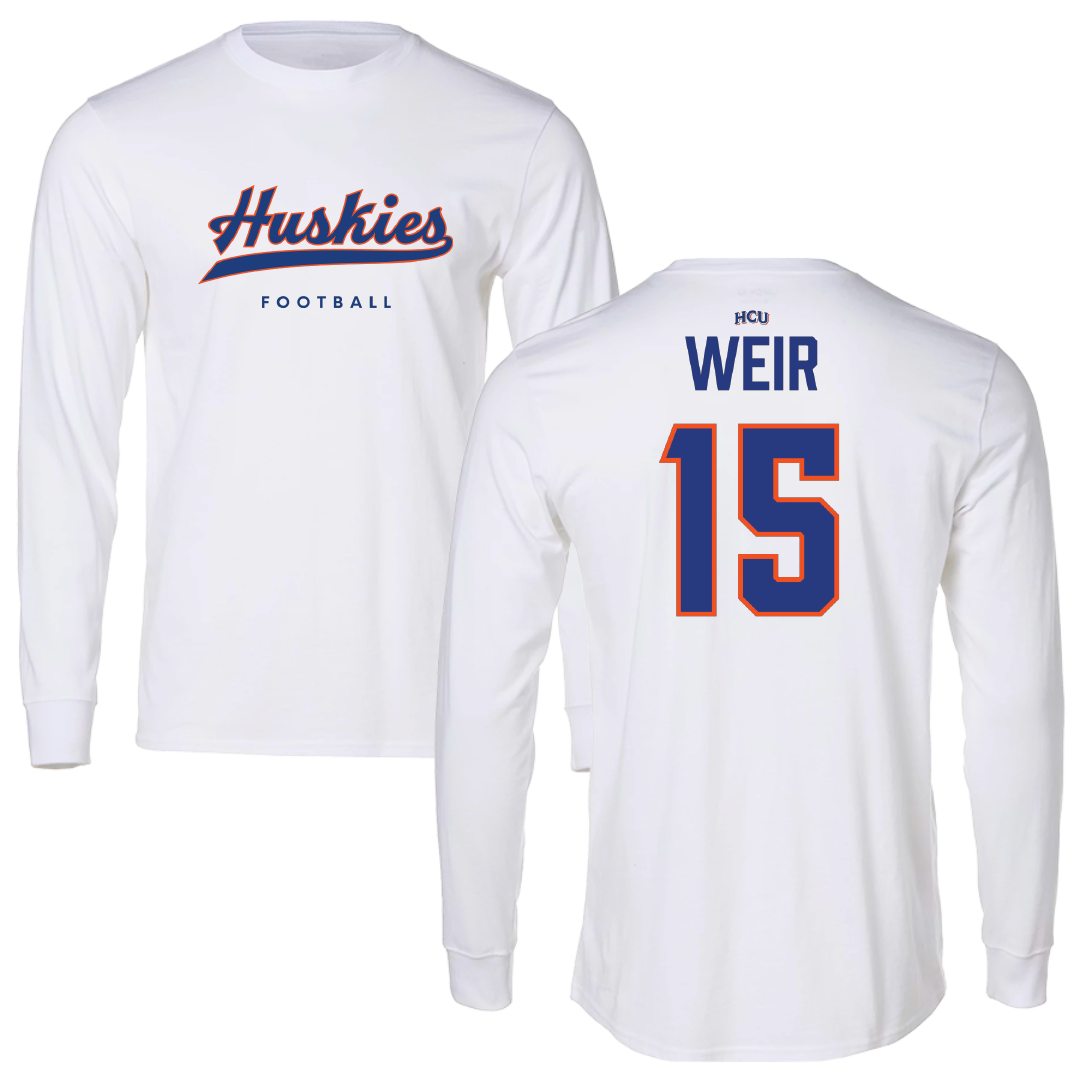 Houston Christian University Football White Long Sleeve - #15 Jake Weir