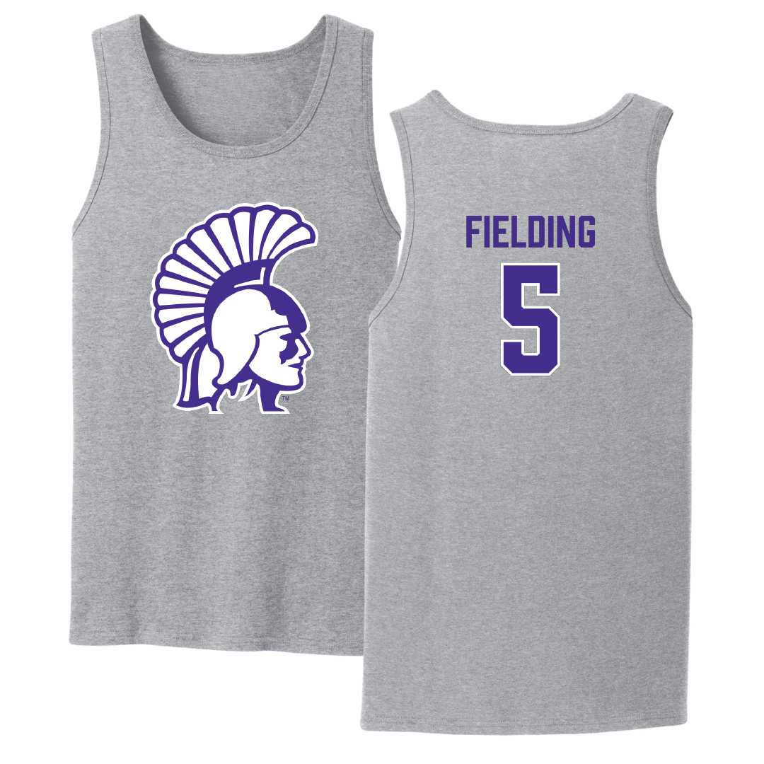 Winona State University Basketball Sport Gray Tank Top - #5 Devon Fielding