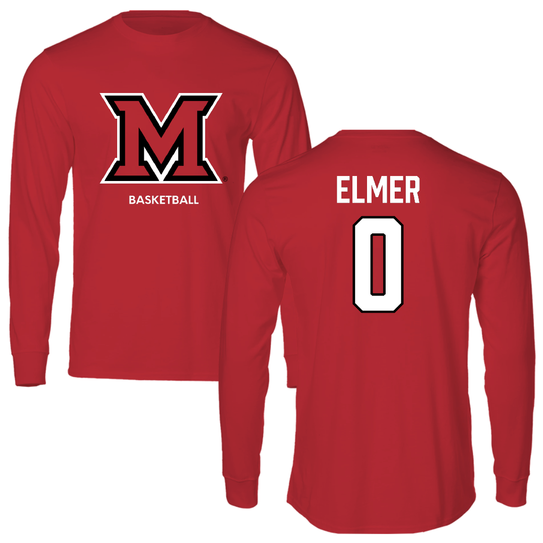 Miami University (Ohio) Basketball (M) Red Performance Long Sleeve - #0 Eian Elmer