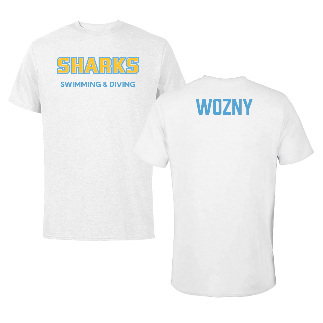 Long Island University Swimming & Diving White Sharks Performance Tee - Maksym Wozny