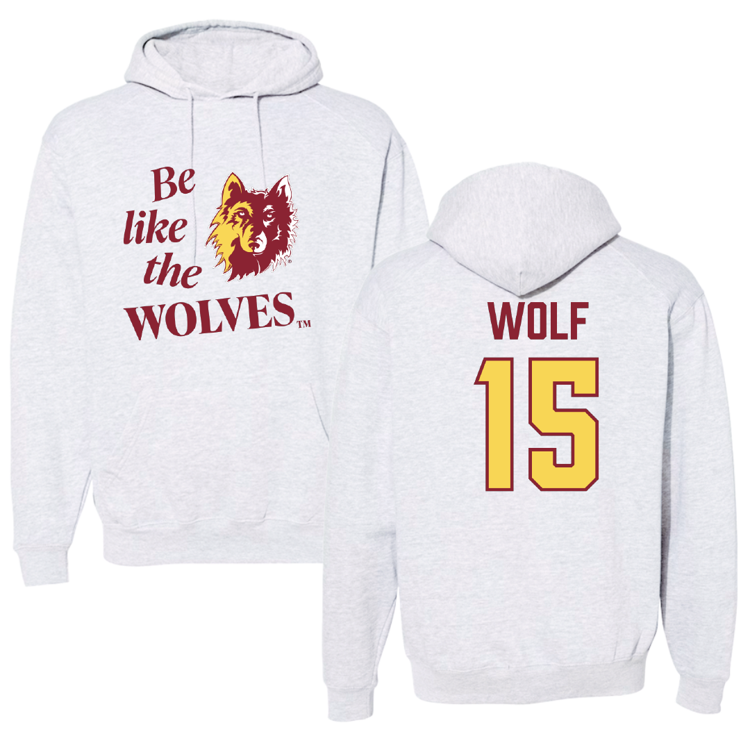 Northern State University Softball Light Gray Be Like Us Hoodie - #15 Brooke Wolf