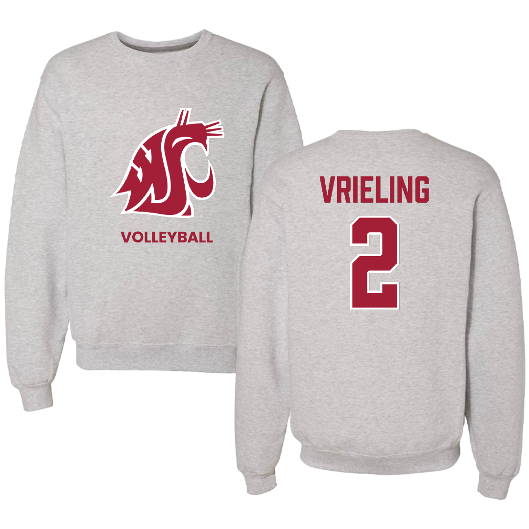 Washington State University Volleyball (W) Light Gray Crewneck - #2 Taryn Vrieling