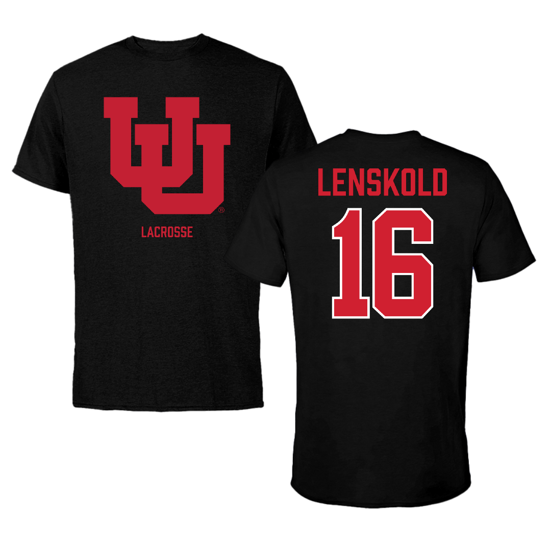 University of Utah Lacrosse (M) Black Tee - #16 Colin Lenskold