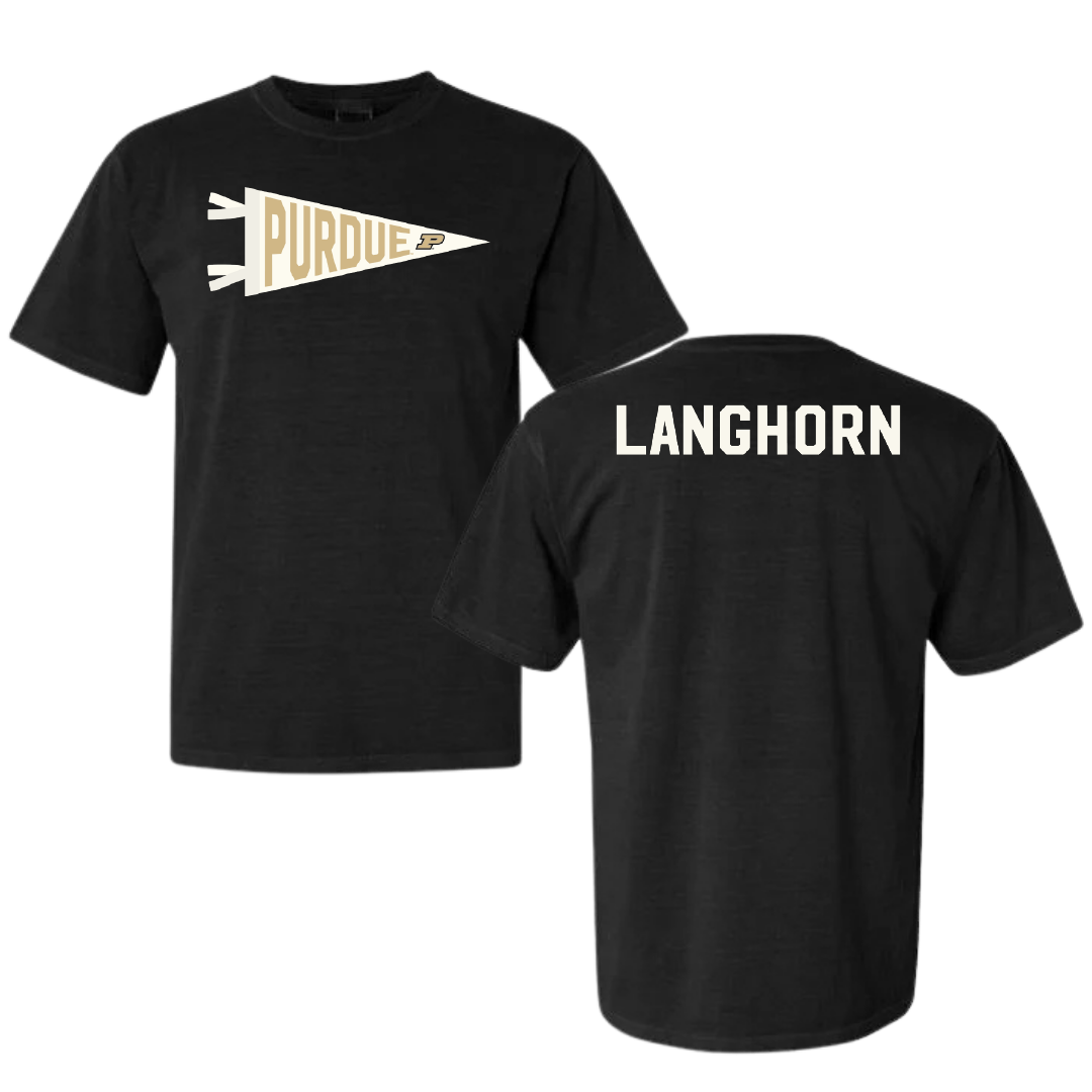 Purdue University Cheer Black Pennant Comfort Colors Tee - Trinity Langhorn