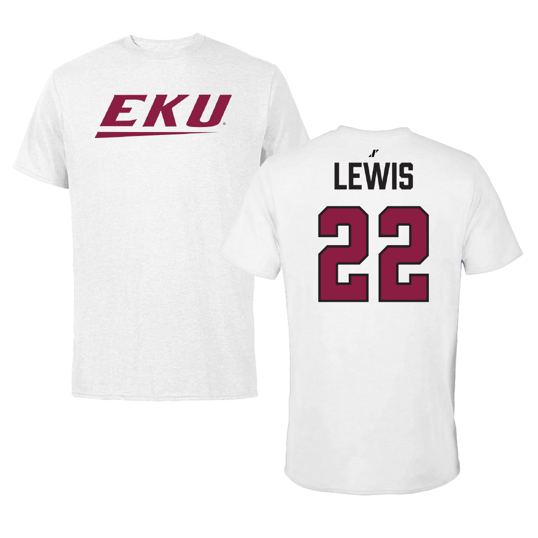 Eastern Kentucky University Basketball White Performance Tee - #22 Madi Lewis