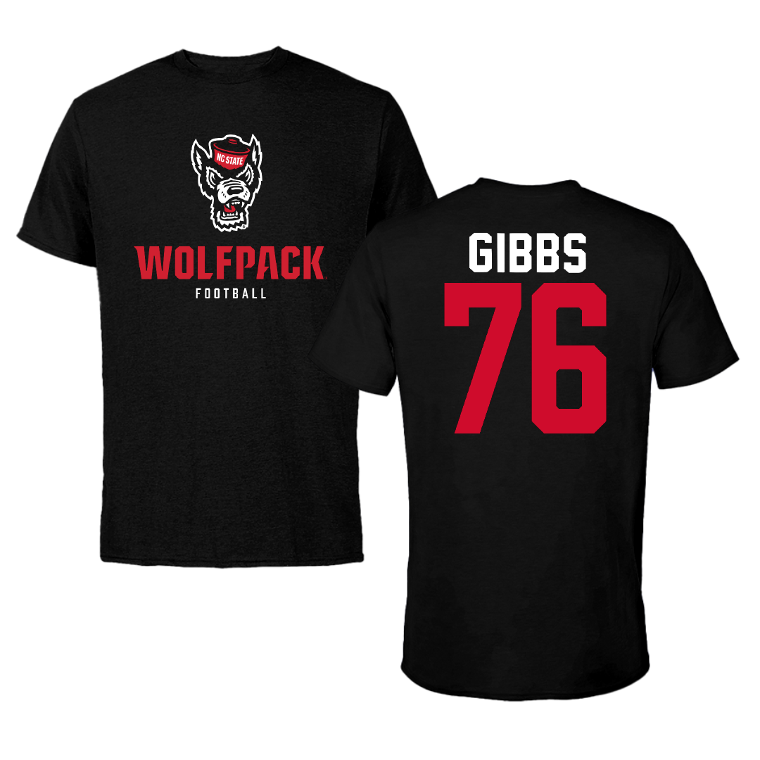North Carolina State University Football Black Wolfpack Performance Tee - #76 Michael Gibbs