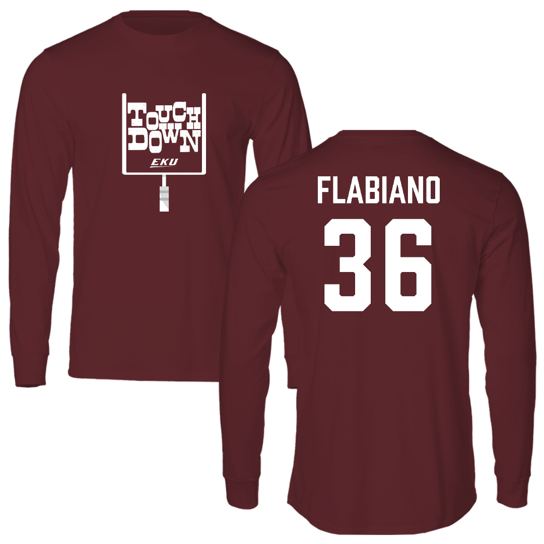 Eastern Kentucky University Football Maroon Touchdown Performance Long Sleeve - #36 Buzz Flabiano