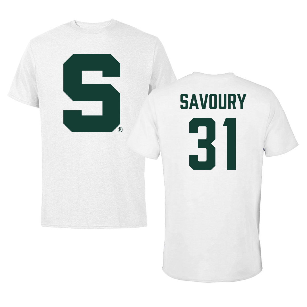 Michigan State University Football White Tee - #31 Jayden Savoury