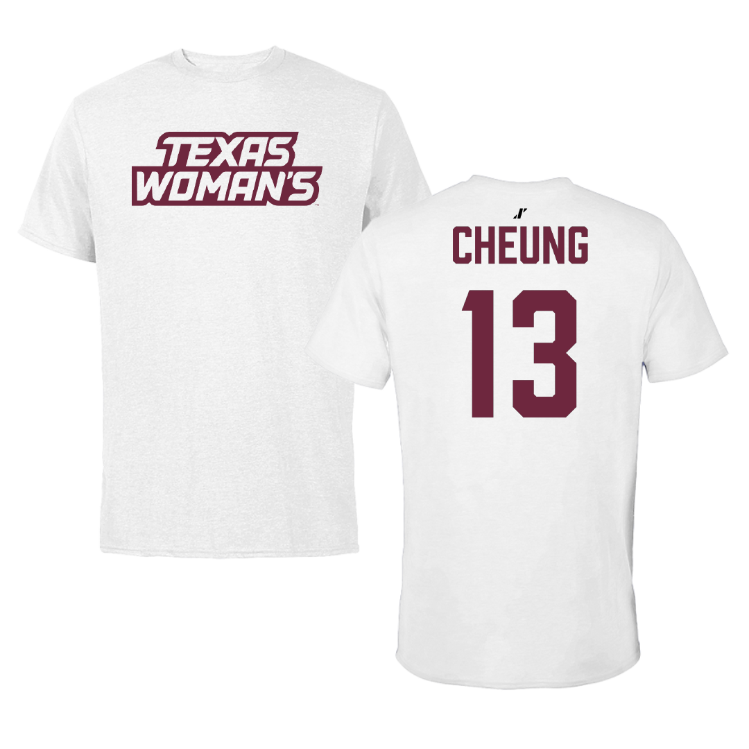 Texas Woman's University STUNT White Performance Tee - #13 Iris Cheung