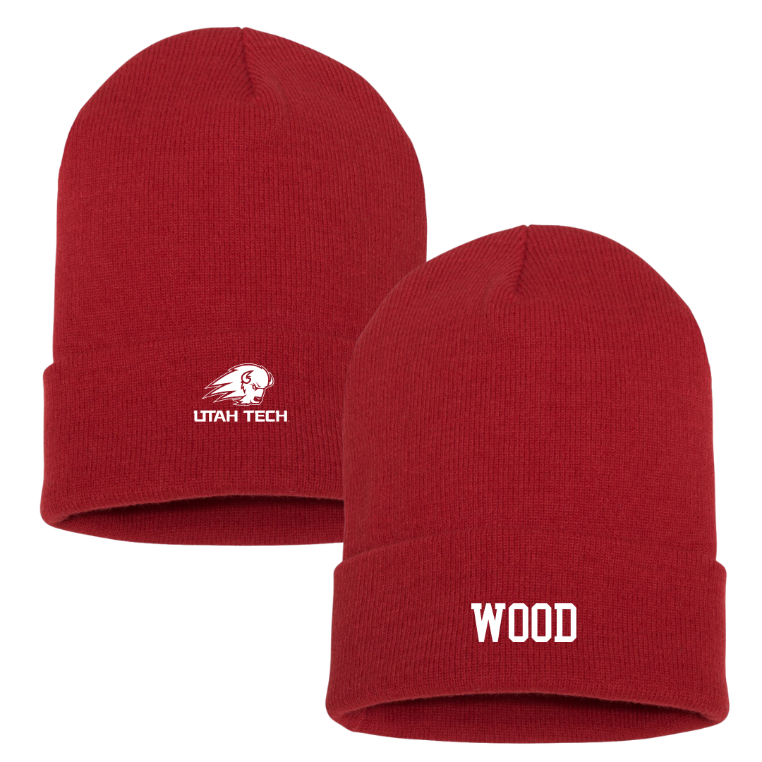 Utah Tech University Football Red Beanie - #14 Elijah Wood