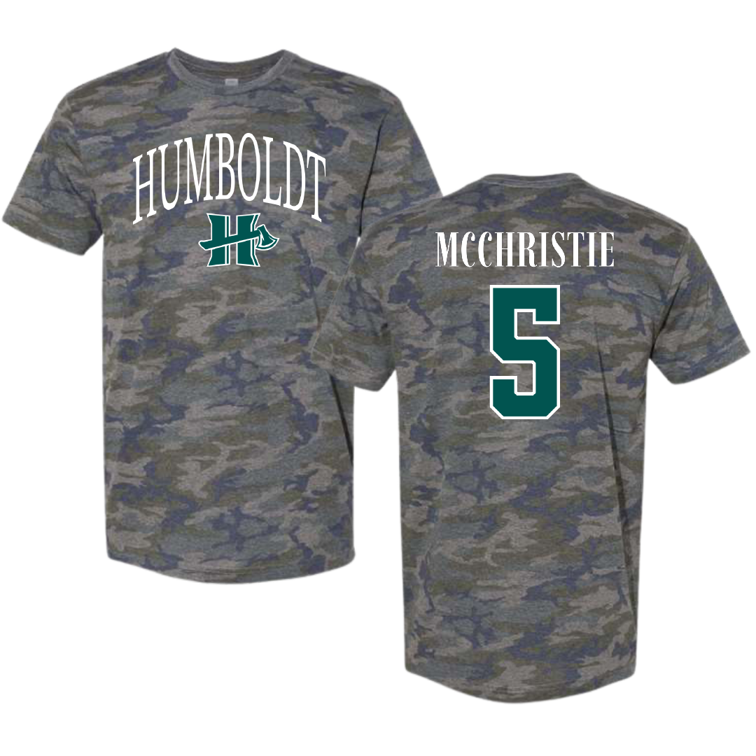 Cal Poly Humboldt Soccer Vintage Camo Tee - #5 Emma McChristie