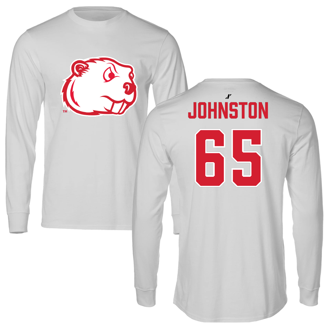 Minot State University Football Light Gray Performance Long Sleeve - #65 Wade Johnston
