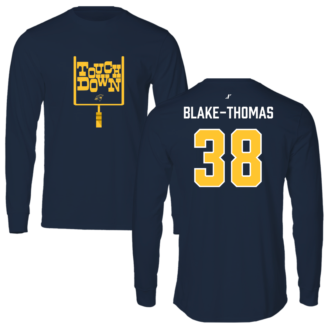 East Tennessee State University Football Navy Touchdown Performance Long Sleeve - #38 Reed Blake-Thomas