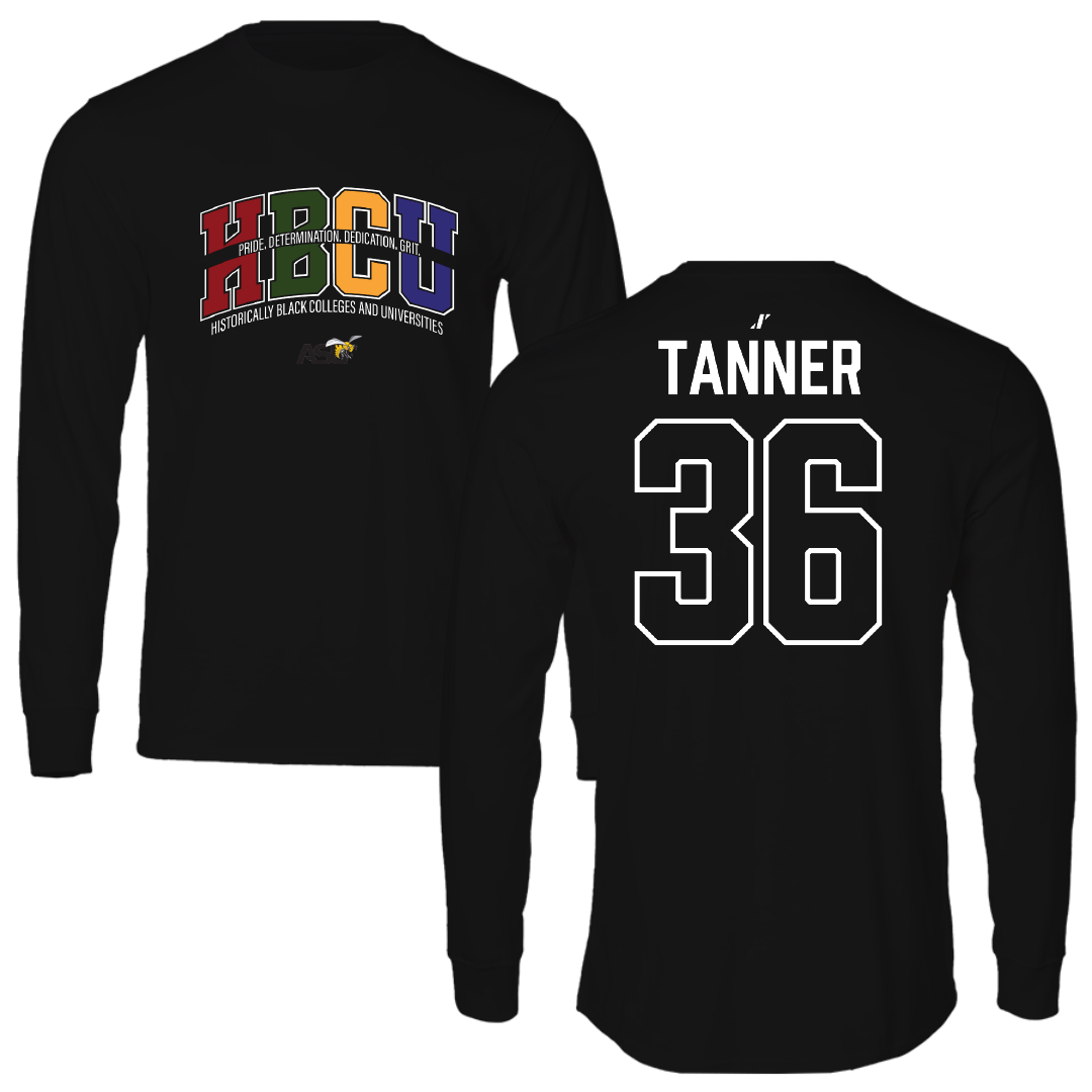 Alabama State University Football Black HBCU Performance Long Sleeve - #36 Brandon Tanner