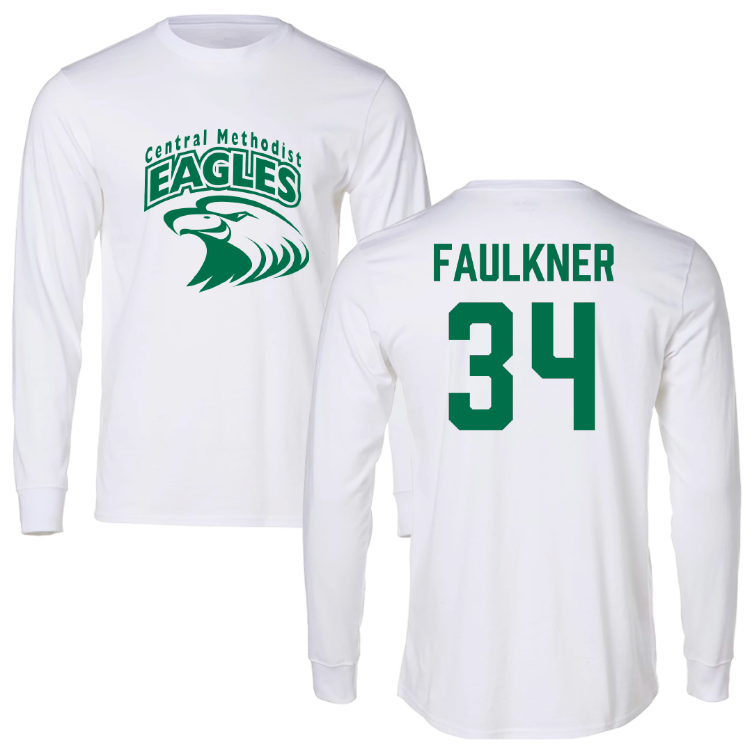 Central Methodist University Baseball White Performance Long Sleeve - #34 Benjamin Faulkner