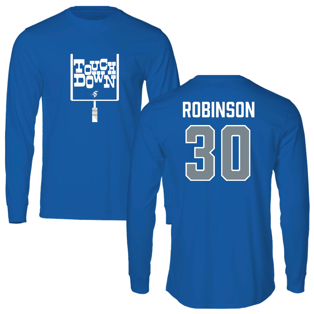 Thomas More University Football Blue Touchdown Long Sleeve - #30 Sam Robinson