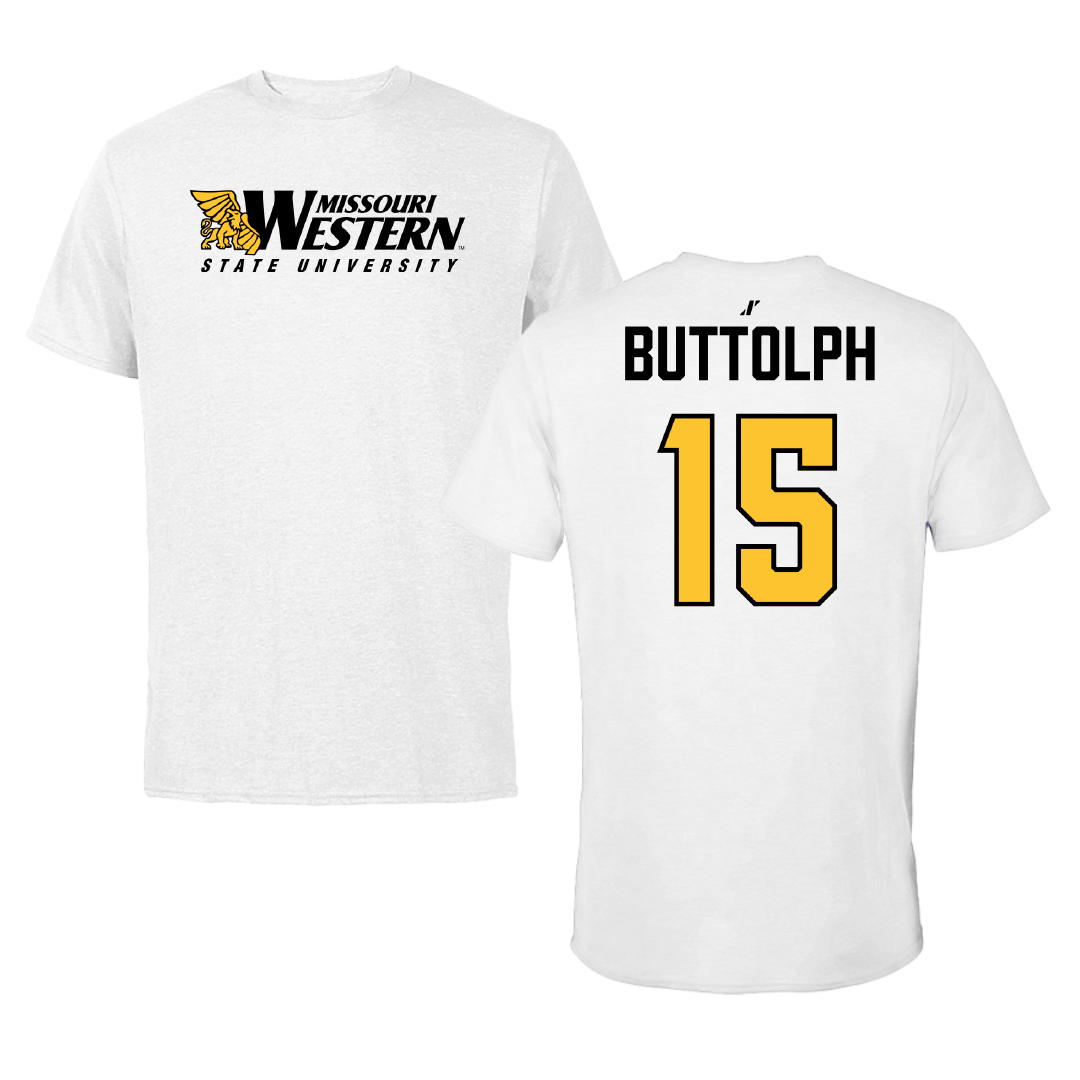 Missouri Western State University Soccer White Tee - #15 Brookelyn Buttolph