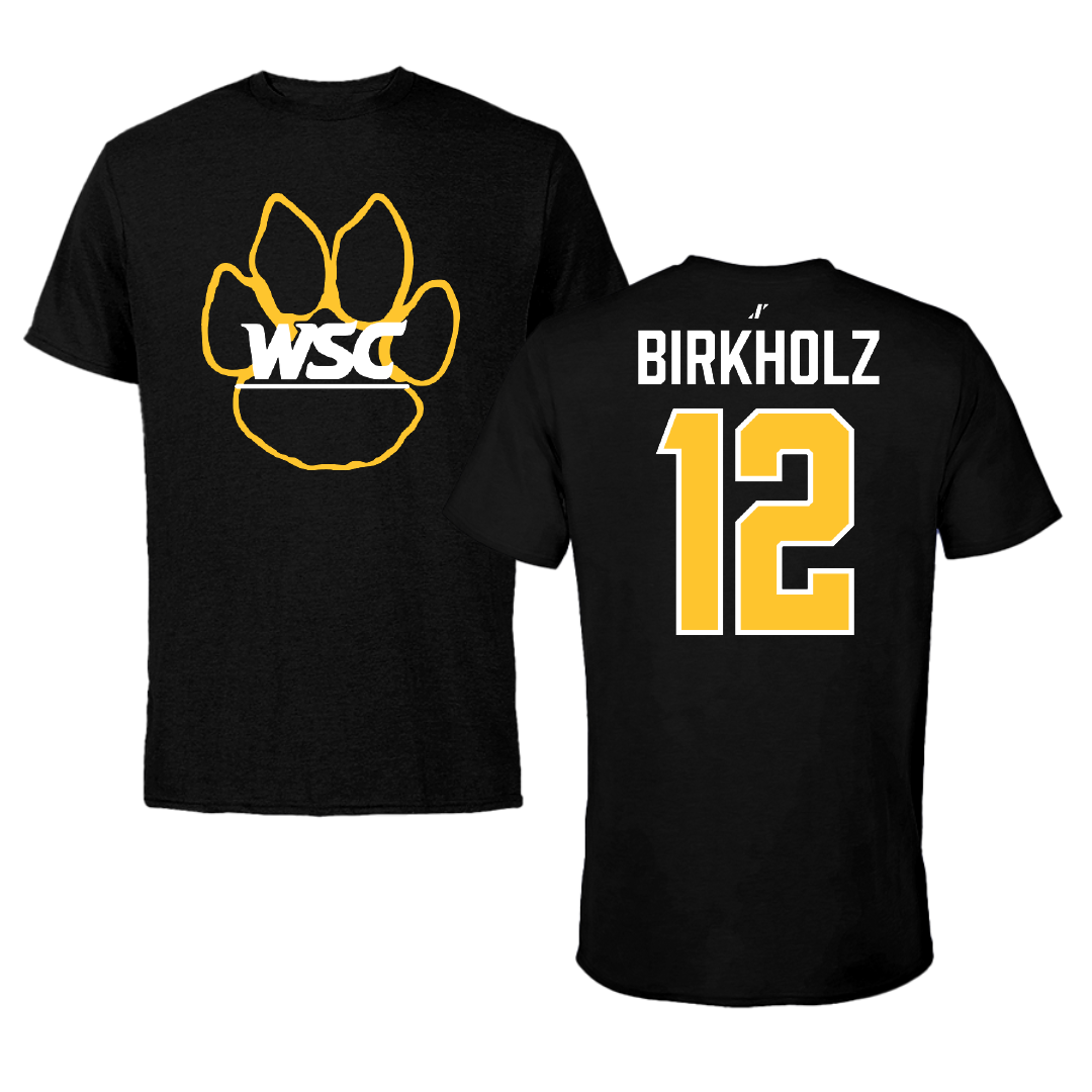 Wayne State College (Nebraska) Basketball Black Performance Tee - #12 Macy Birkholz