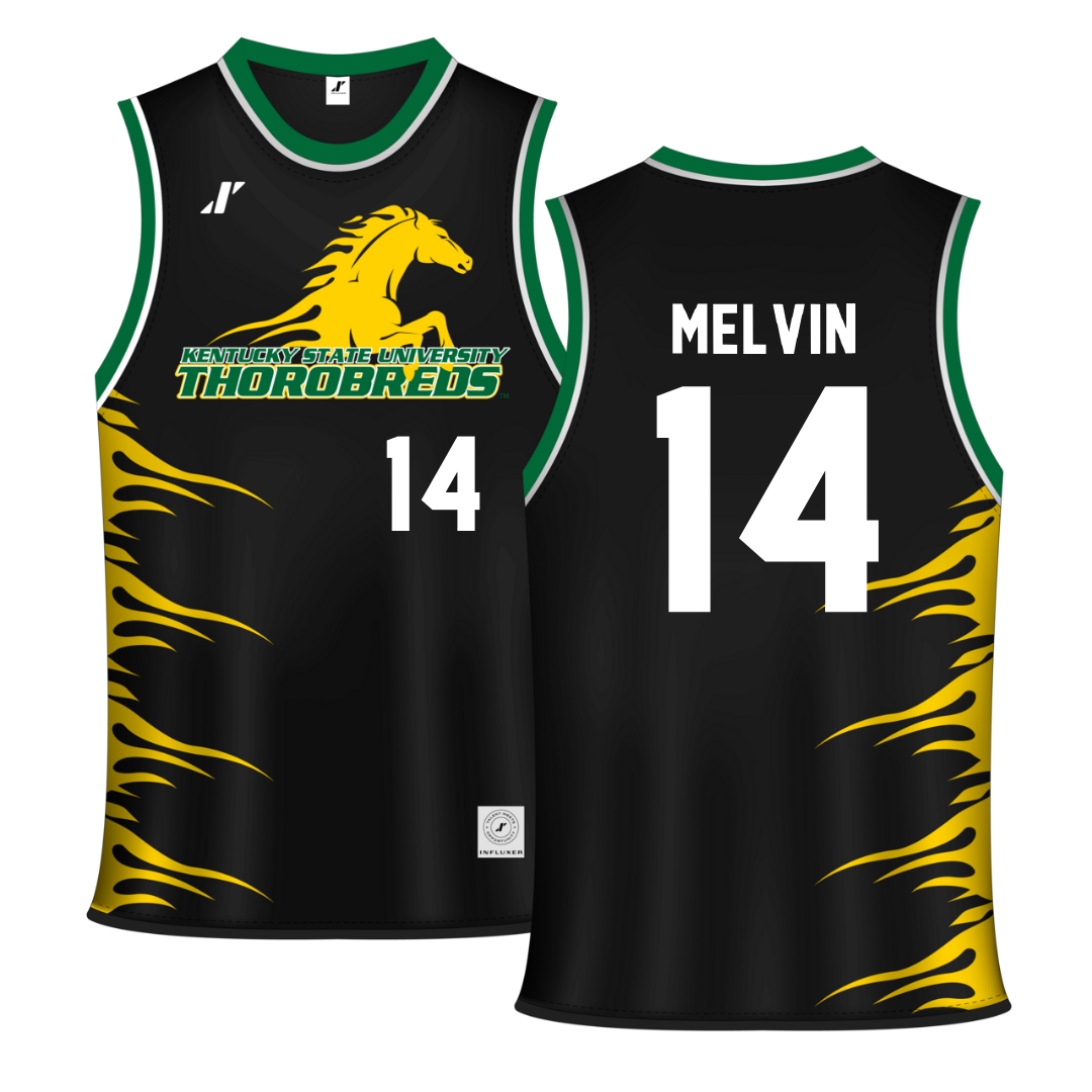 Kentucky State University Black Basketball Jersey - #14 Gregory Melvin