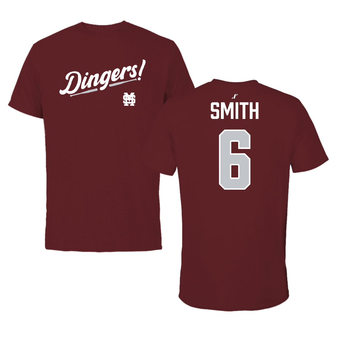 Mississippi State University Softball Maroon Dingers Performance Tee - #6 Carson Smith