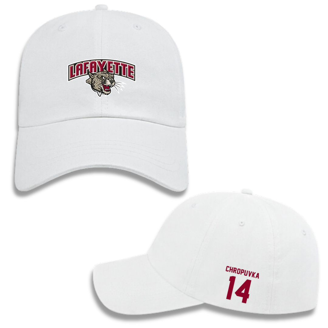 Lafayette College Baseball White Hat - #14 Charles Chropuvka