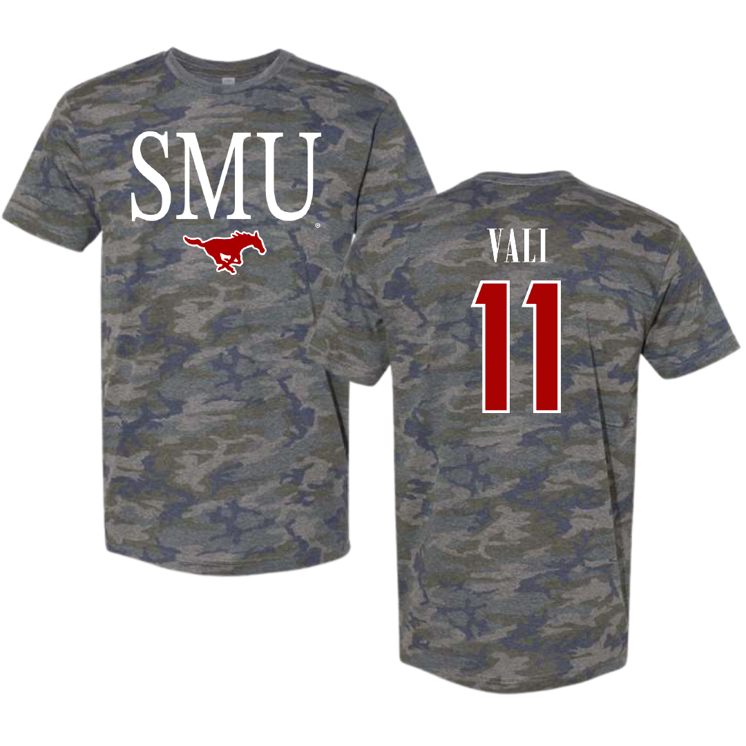 Southern Methodist University Soccer Vintage Camo Tee - #11 Addison Vali