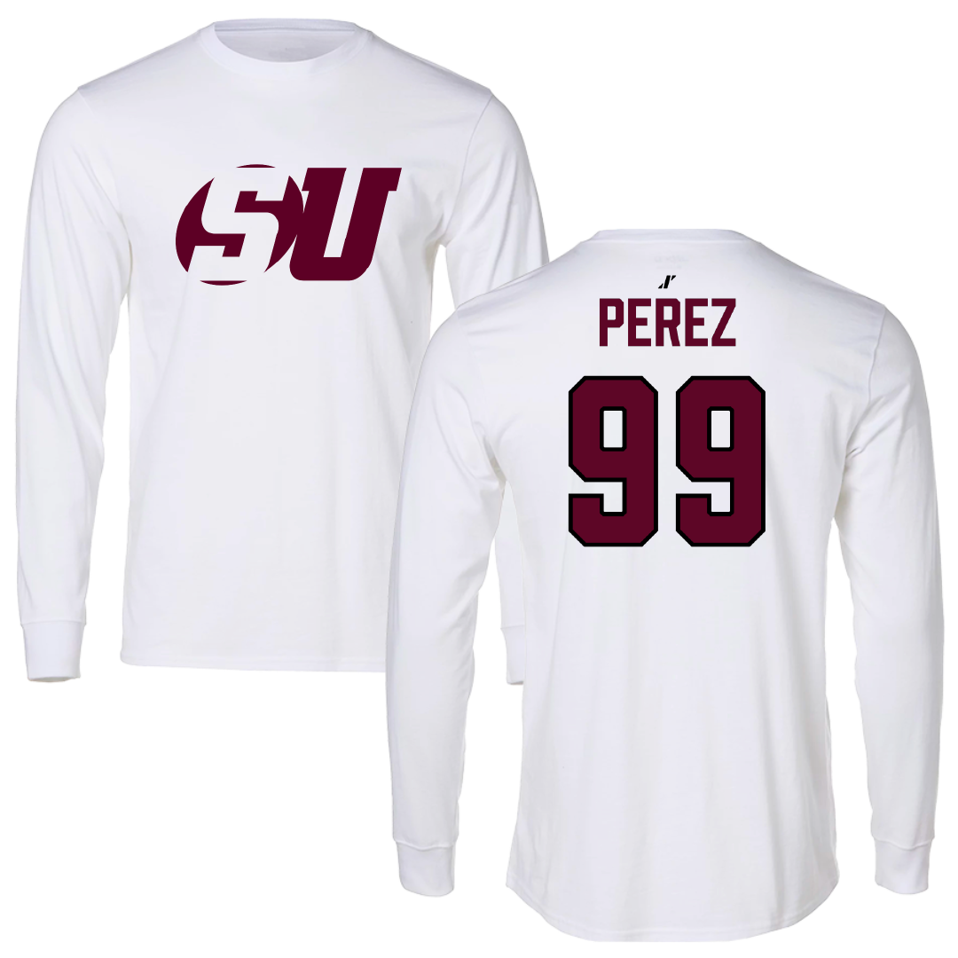 Schreiner University Softball White Performance Long Sleeve - #99 Kimberlie Perez