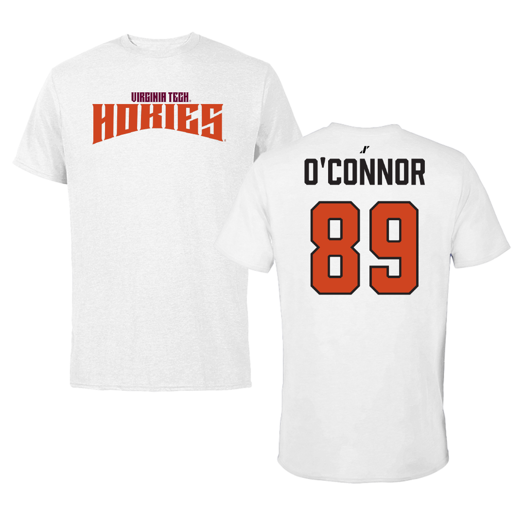 Virginia Tech Football White Classic Performance Tee - #89 Charlie O'Connor
