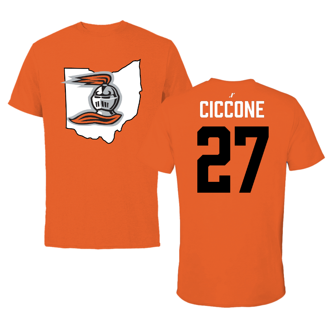 Heidelberg University Lacrosse Orange State Tee - #27 Nick Ciccone