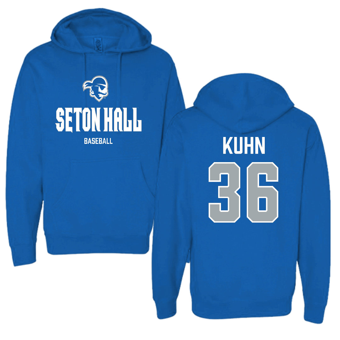 Seton Hall University Baseball Blue Block Hoodie - #36 Jason Kuhn