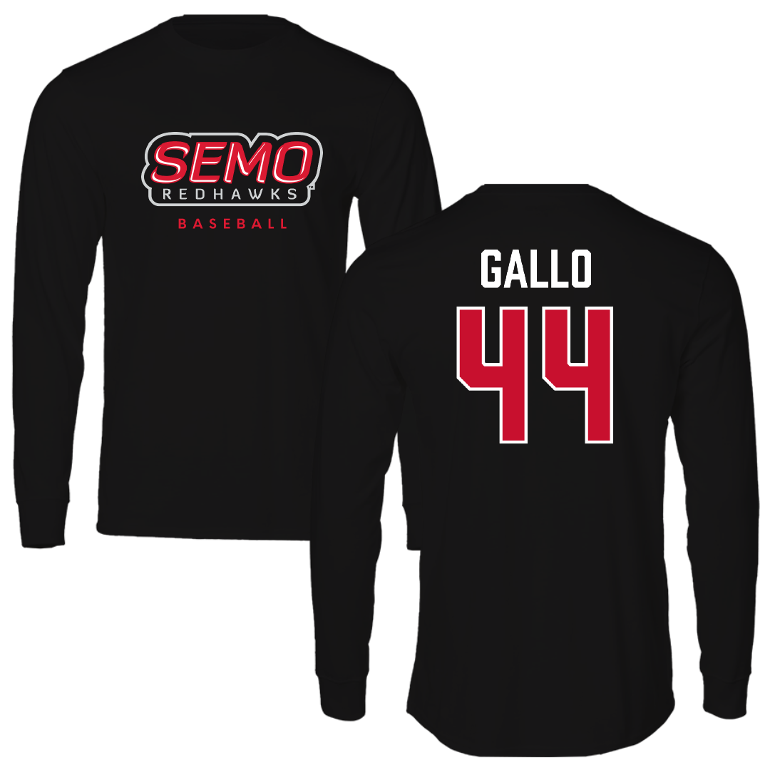 Southeast Missouri State University Baseball Black Performance Long Sleeve - #44 Jack Gallo
