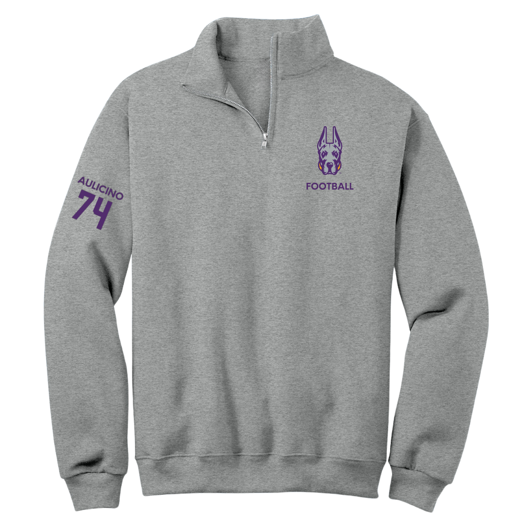 University at Albany Football Sport Gray Quarter-Zip - #74 Matt Aulicino