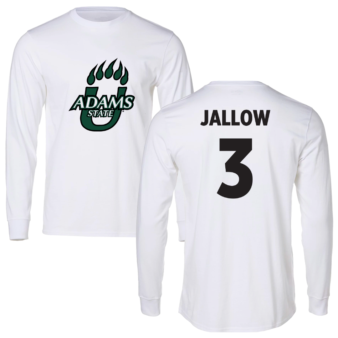 Adams State University Basketball (M) White Performance Long Sleeve - #3 Emilek Jallow