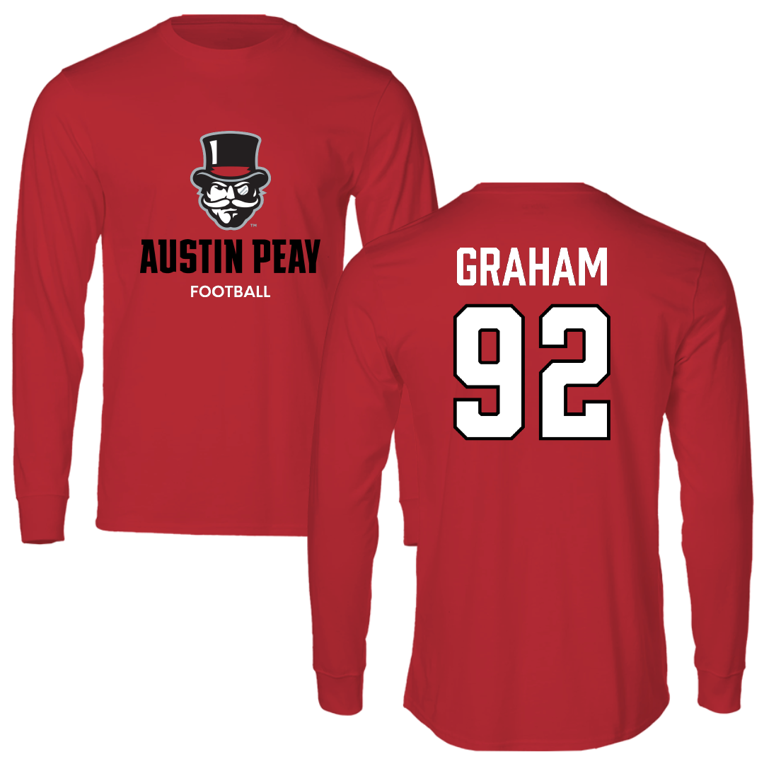 Austin Peay State University Football Red Mascot Long Sleeve - #92 Caleb Graham