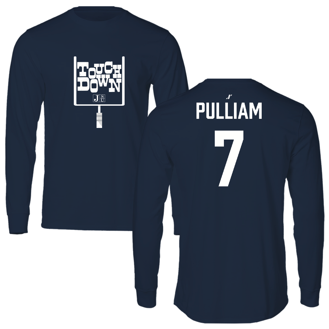 Jackson State University Football Navy Touchdown Performance Long Sleeve - #7 Reid Pulliam