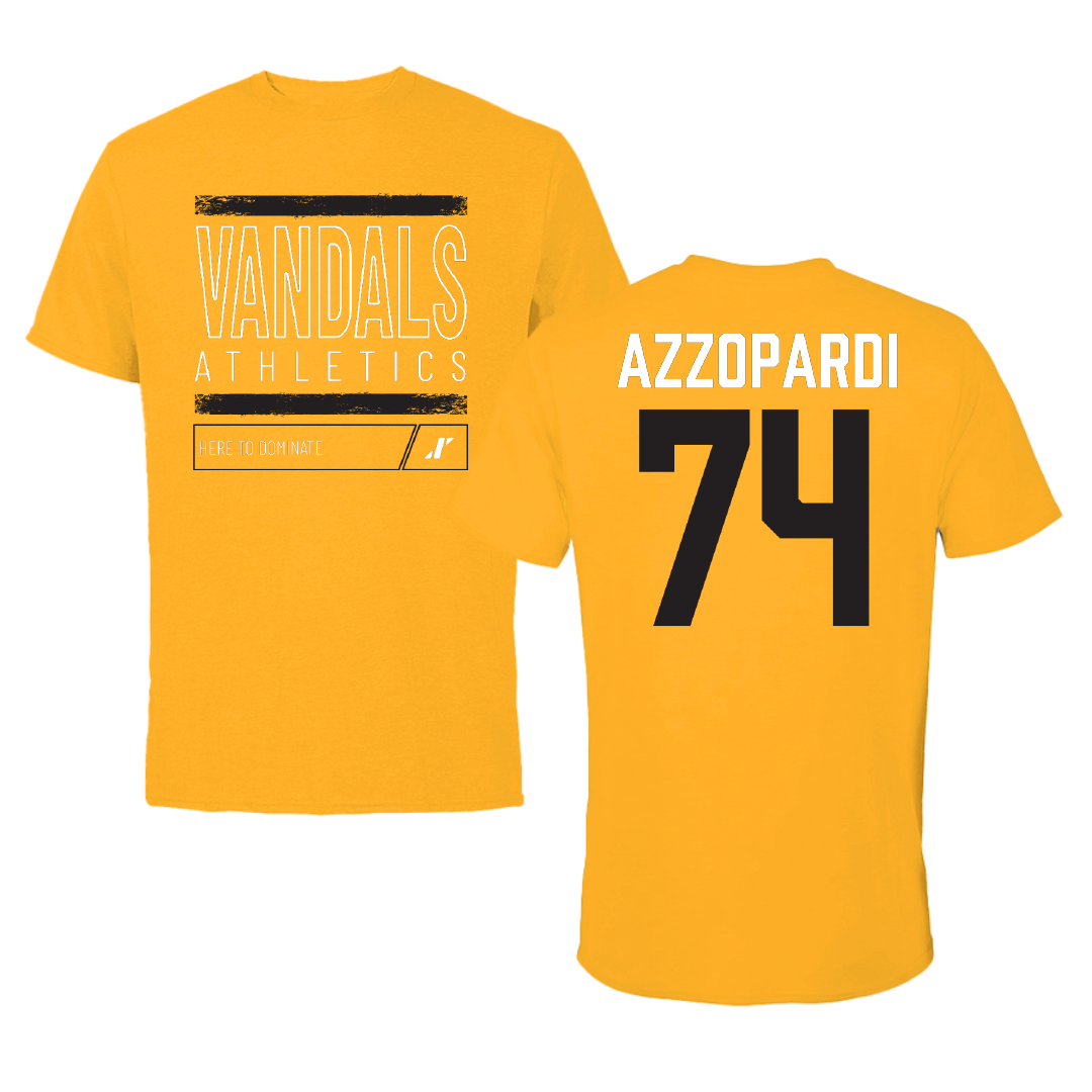 University of Idaho Football Gold Dominate Tee - #74 Nate Azzopardi
