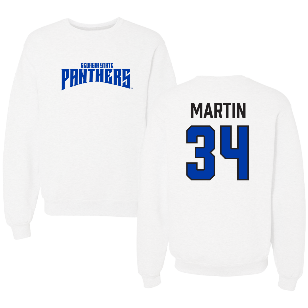 Georgia State University Baseball White Classic Crewneck - #34 Jayden Martin