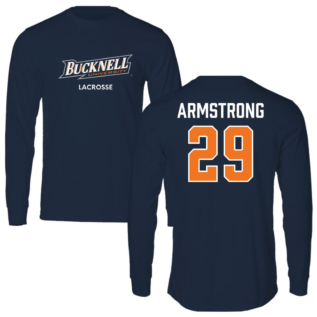 Bucknell University Lacrosse (M) Navy Performance Long Sleeve - #29 Thomas Armstrong