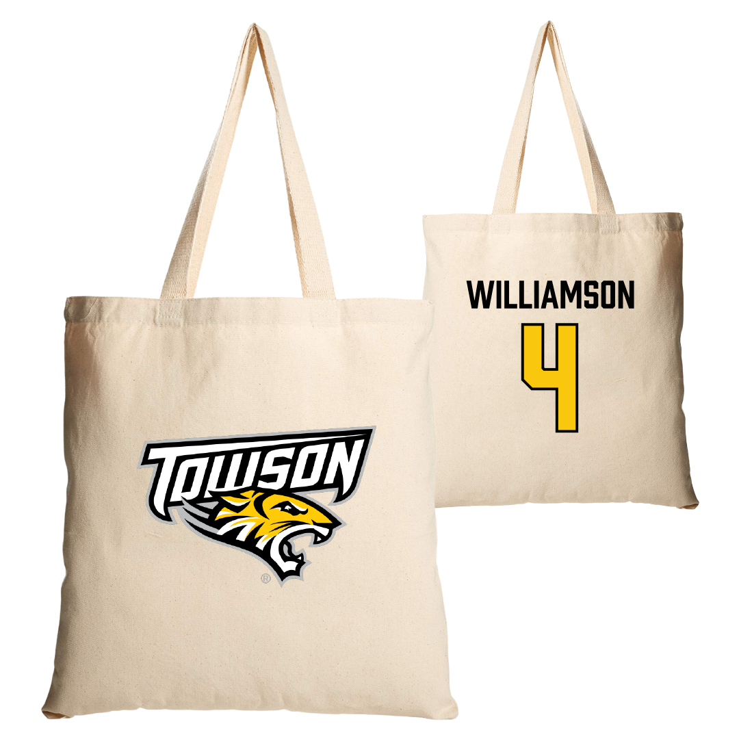 Towson University Basketball Tan Canvas Tote Bag - #4 Dylan Williamson