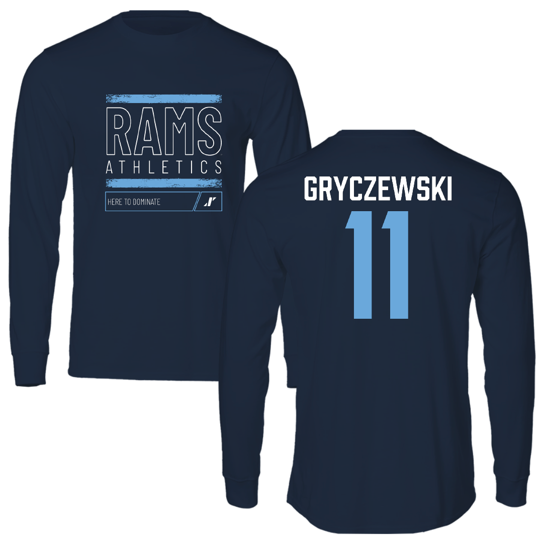 University of Rhode Island Soccer Navy Dominate Long Sleeve - #11 Patrick Gryczewski