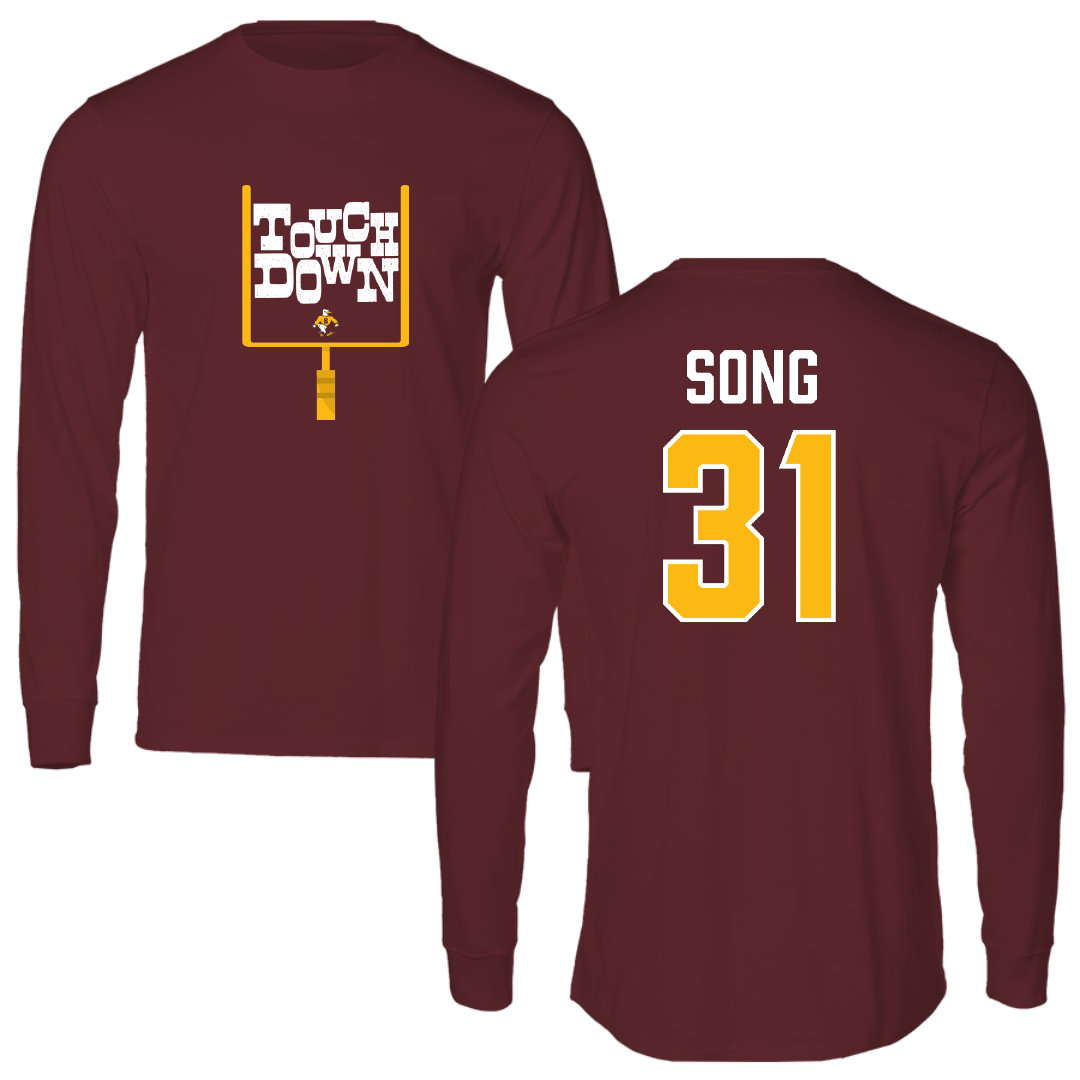 Salisbury University Football Maroon Touchdown Performance Long Sleeve - #31 Evan Song