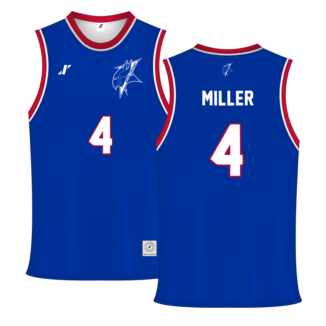Elizabeth City State University Blue Basketball Jersey - #4 Kenneth Miller