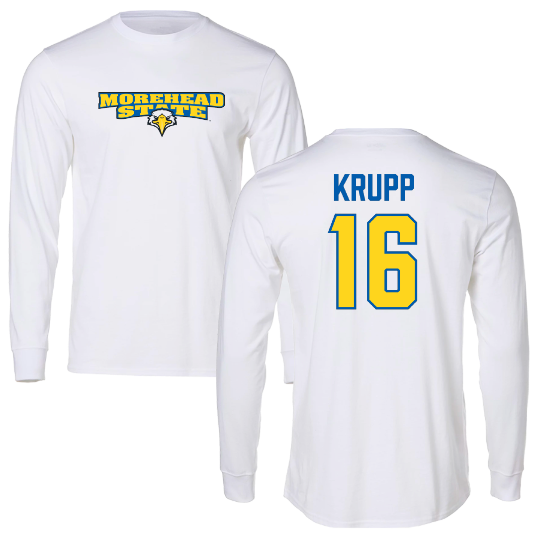Morehead State University Baseball White Performance Long Sleeve - #16 Kyle Krupp