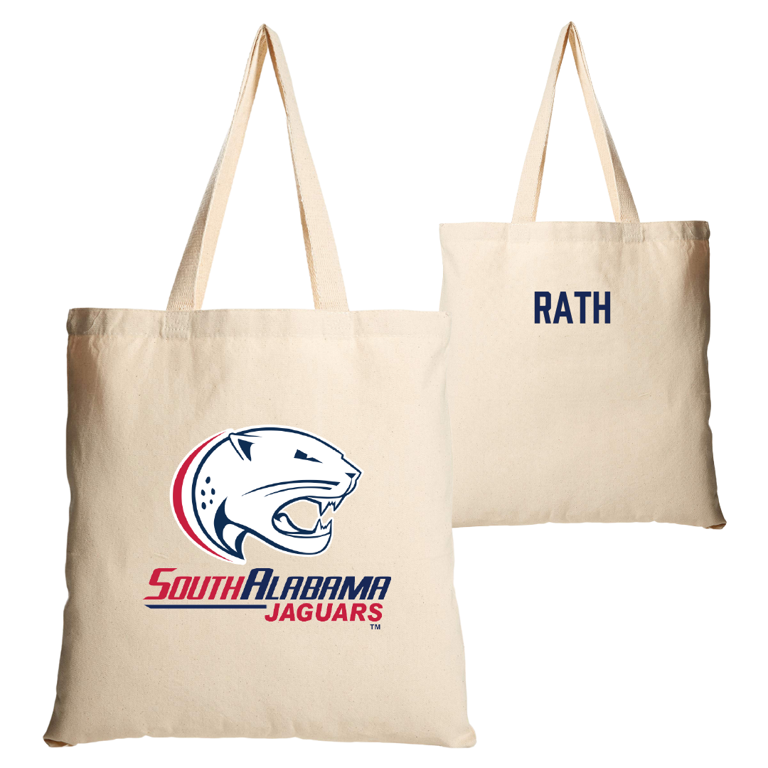 University of South Alabama Tennis Tan Canvas Tote Bag - Ava Rath
