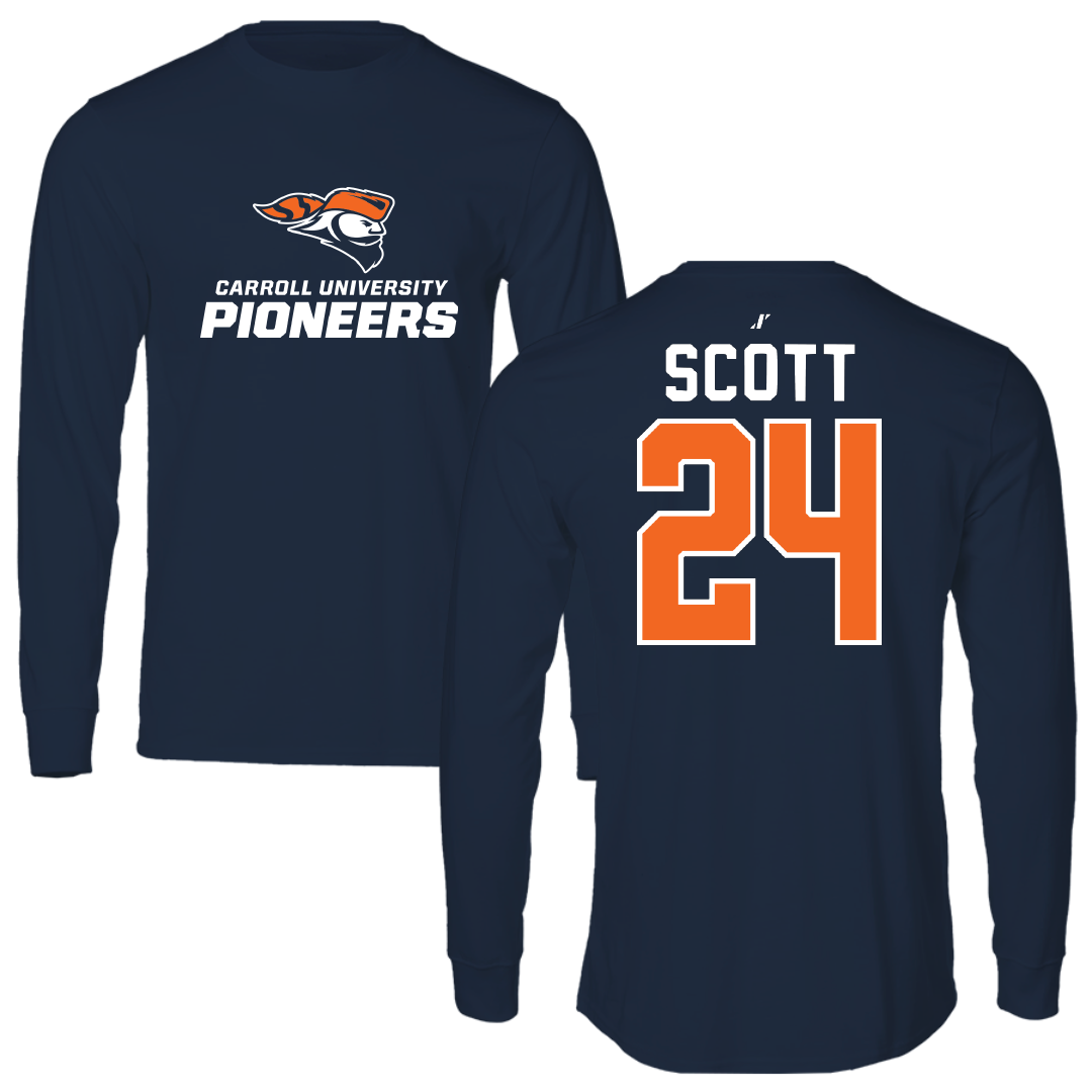 Carroll University Baseball Navy Long Sleeve - #24 Lane Scott