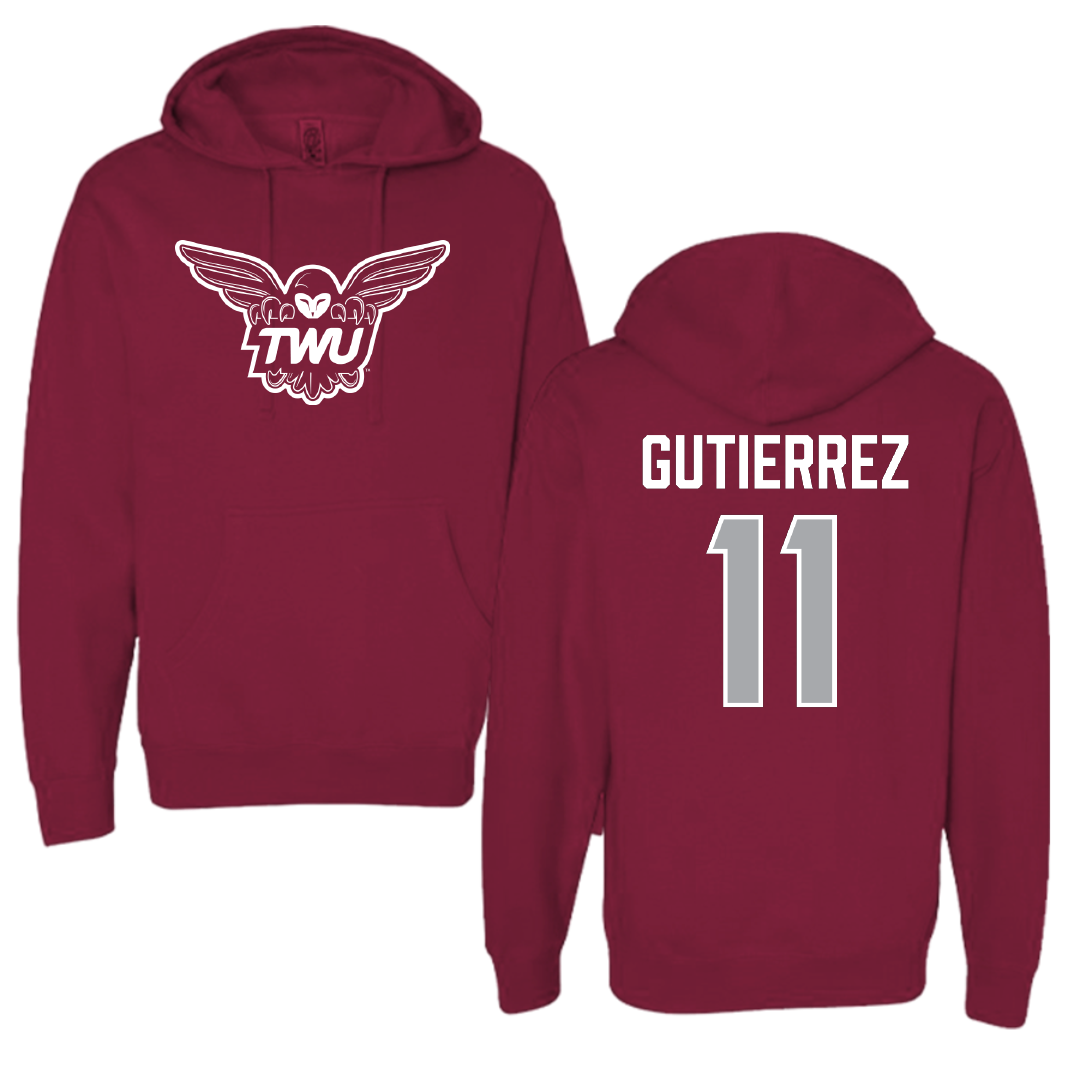 Texas Woman's University Soccer Maroon Hoodie - #11 Giselle Gutierrez